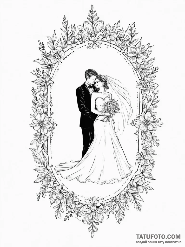 Tattoo sketch scrapbooking a wedding album - эскиз тату (№1755853098_0, 22.08.2025 08:58) — Tatufoto.com