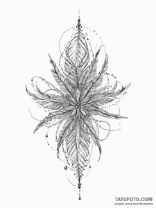 Tattoo sketch feather star - эскиз тату (№1755854496_0, 22.08.2025 09:21) — Tatufoto.com