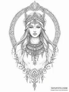 Tattoo sketch slavic goddess berehynia - эскиз тату (№1755854693_0, 22.08.2025 09:24) — Tatufoto.com