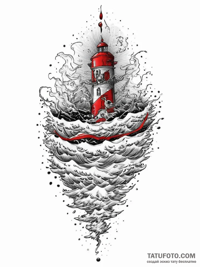 Tattoo sketch ocean storm, concept art for ta... - эскиз тату (№1755854896_0, 22.08.2025 09:28) — Tatufoto.com