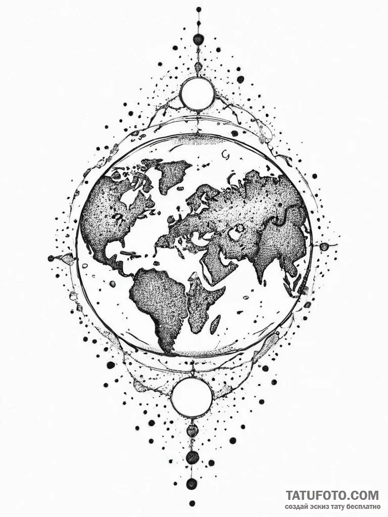 Tattoo sketch earth, tattoo sketch design, do... - эскиз тату (№1755857300_0, 22.08.2025 10:08) — Tatufoto.com