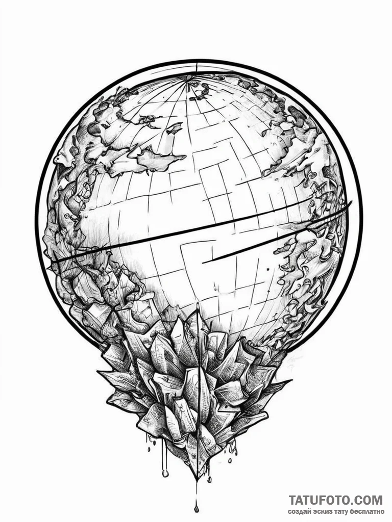 Tattoo sketch globe, tattoo sketch design, on... - эскиз тату (№1755858915_0, 22.08.2025 10:35) — Tatufoto.com