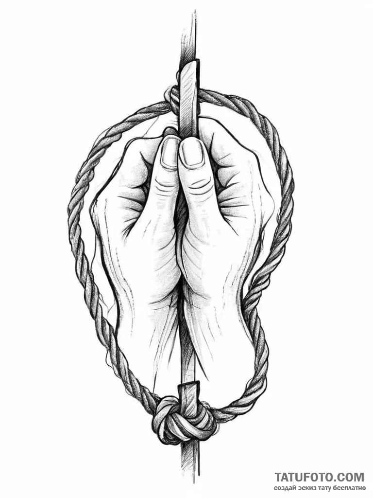 Tattoo sketch hands with a rope, tattoo line... - эскиз тату (№1755859113_0, 22.08.2025 10:38) — Tatufoto.com