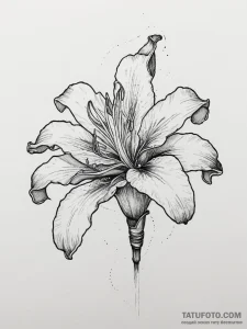 Tattoo sketch lily, tattoo line art, vibrant... - эскиз тату (№1755860924_0, 22.08.2025 11:08) — Tatufoto.com