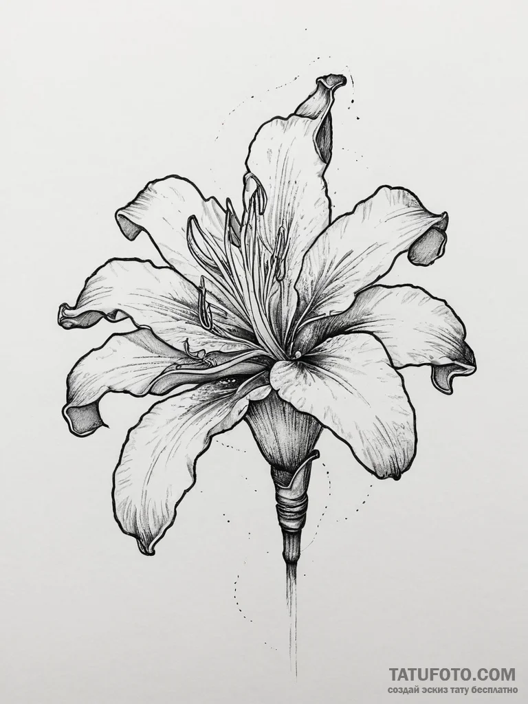 Tattoo sketch lily, tattoo line art, vibrant... - эскиз тату (№1755860924_0, 22.08.2025 11:08) — Tatufoto.com