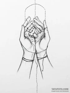 Tattoo sketch hands with a thread - эскиз тату (№1755862323_0, 22.08.2025 11:32) — Tatufoto.com