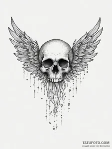 Tattoo sketch skull with wings, concept art f... - эскиз тату (№1755867918_0, 22.08.2025 13:05) — Tatufoto.com