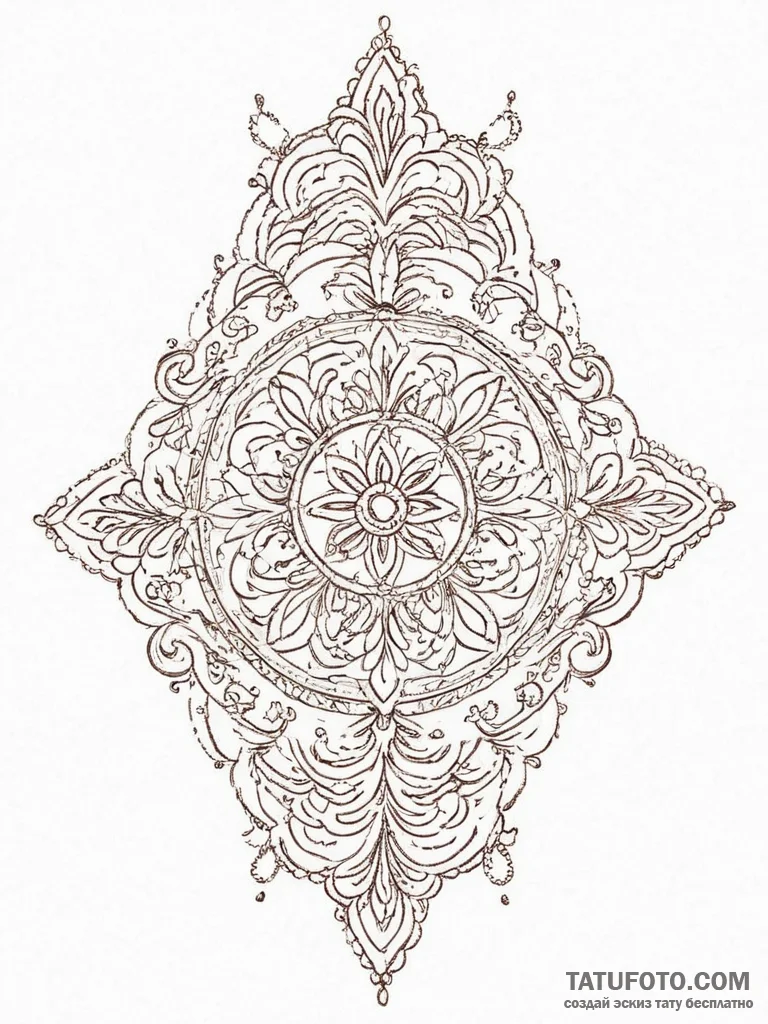 Tattoo sketch slavic embroidery pattern with... - эскиз тату (№1755871358_0, 22.08.2025 14:02) — Tatufoto.com