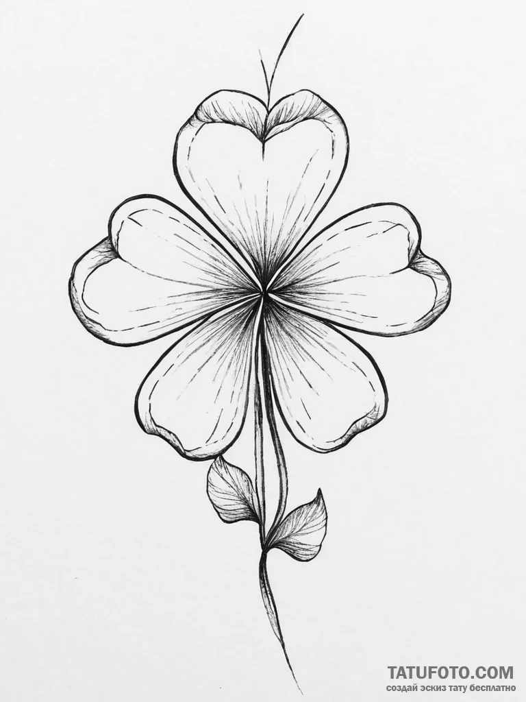 Tattoo sketch клевер - эскиз тату (№1755871963_0, 22.08.2025 14:12) — Tatufoto.com
