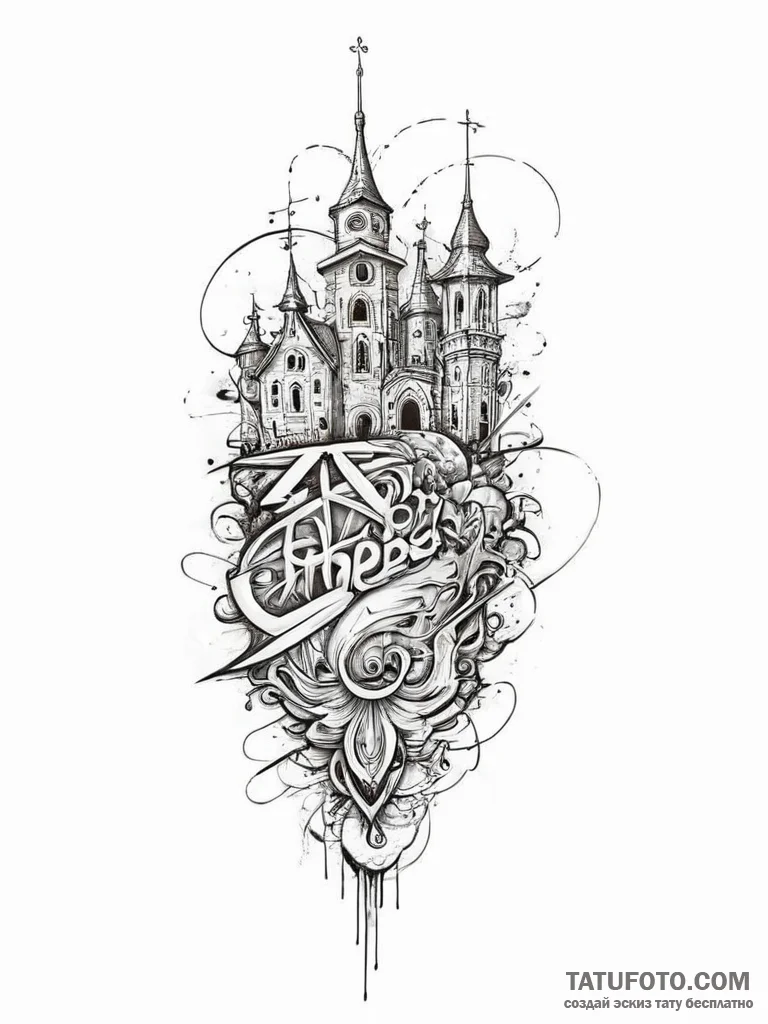 Tattoo sketch kingdom, ink illustration for t... - эскиз тату (№1755875585_0, 22.08.2025 15:13) — Tatufoto.com
