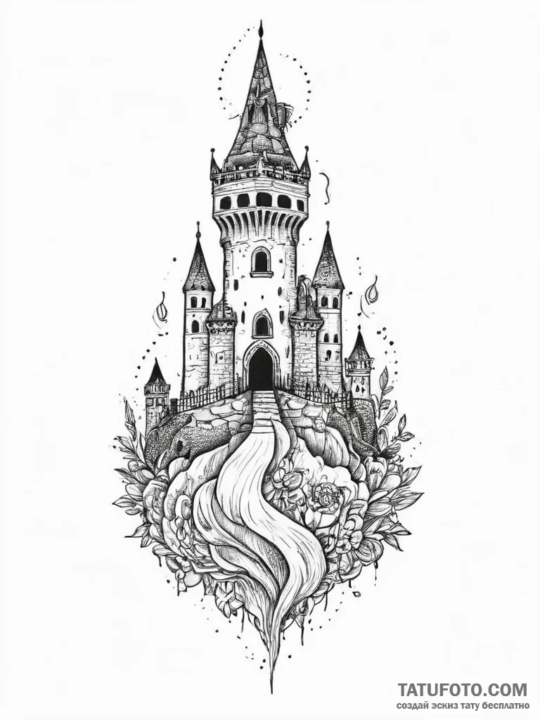 Tattoo sketch fortress, tattoo flash sheet de... - эскиз тату (№1755876779_0, 22.08.2025 15:32) — Tatufoto.com