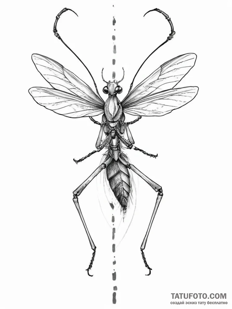 Tattoo sketch european mantis, artistic tatto... - эскиз тату (№1755877377_0, 22.08.2025 15:42) — Tatufoto.com