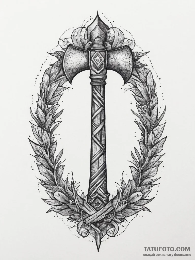 Tattoo sketch tiwaz rune with an axe, concept... - эскиз тату (№1755878002_0, 22.08.2025 15:53) — Tatufoto.com