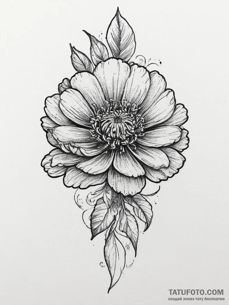 Tattoo sketch zinnia, artistic tattoo sketch,... - эскиз тату (№1755878805_0, 22.08.2025 16:06) — Tatufoto.com