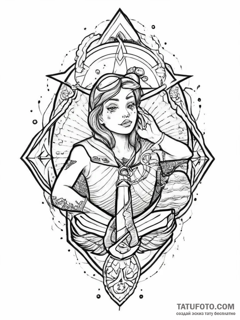 Tattoo sketch cosmic myth, tattoo drawing out... - эскиз тату (№1755879399_0, 22.08.2025 16:16) — Tatufoto.com