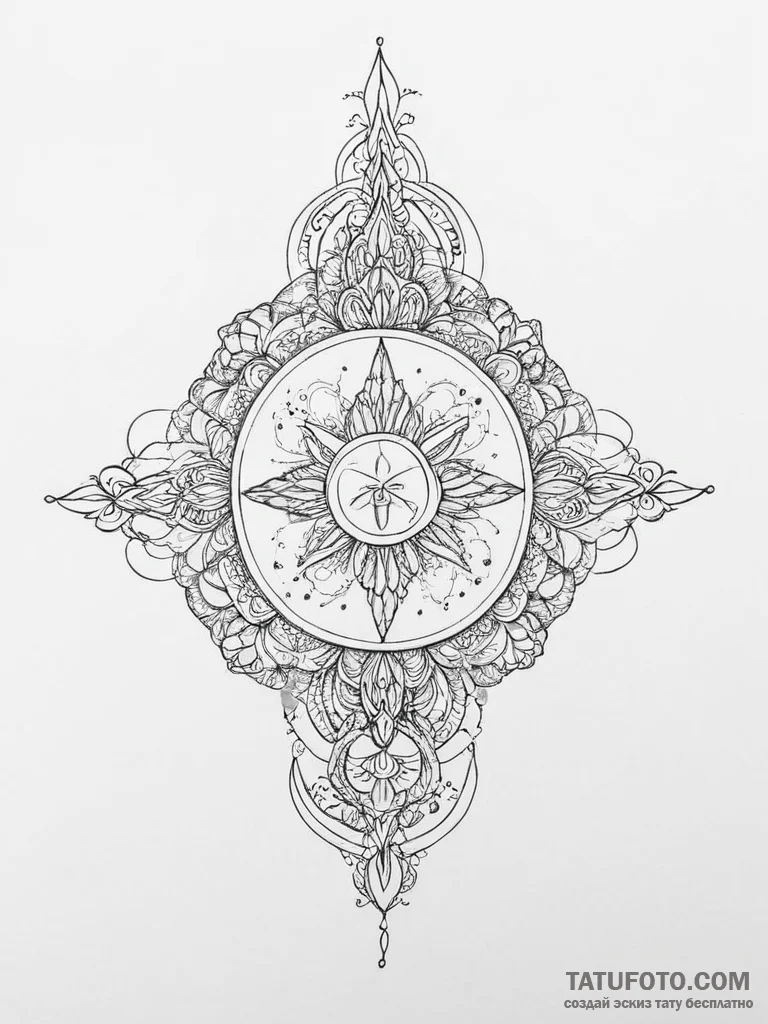 Tattoo sketch sacred kingdom - эскиз тату (№1755879599_0, 22.08.2025 16:19) — Tatufoto.com