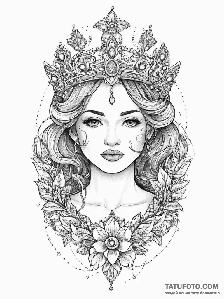 Tattoo sketch tiara, tattoo flash sheet desig... - эскиз тату (№1755880601_0, 22.08.2025 16:36) — Tatufoto.com