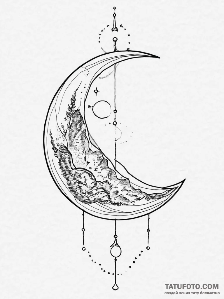 Tattoo sketch moon tattoo, tattoo drawing out... - эскиз тату (№1755880796_0, 22.08.2025 16:39) — Tatufoto.com