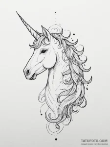 Tattoo sketch unicorn tattoo, concept art for... - эскиз тату (№1755881801_0, 22.08.2025 16:56) — Tatufoto.com