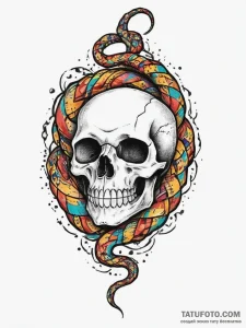 Tattoo sketch snake on a skull, tattoo line a... - эскиз тату (№1755882821_0, 22.08.2025 17:13) — Tatufoto.com