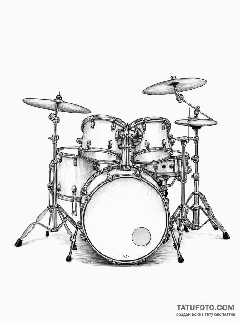 Tattoo sketch musician drum kit, artistic tat... - эскиз тату (№1755883810_0, 22.08.2025 17:30) — Tatufoto.com