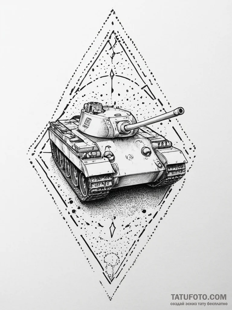 Tattoo sketch tank t-34, tattoo drawing outli... - эскиз тату (№1755884204_0, 22.08.2025 17:36) — Tatufoto.com