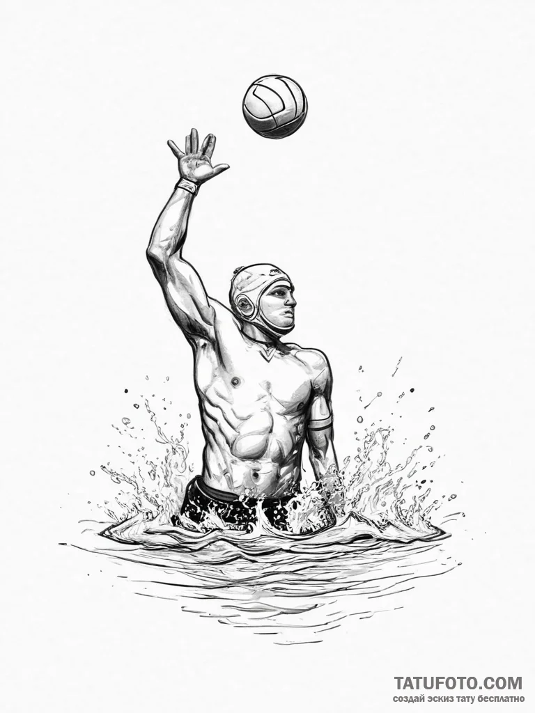 Tattoo sketch water polo player - эскиз тату (№1755885422_0, 22.08.2025 17:57) — Tatufoto.com