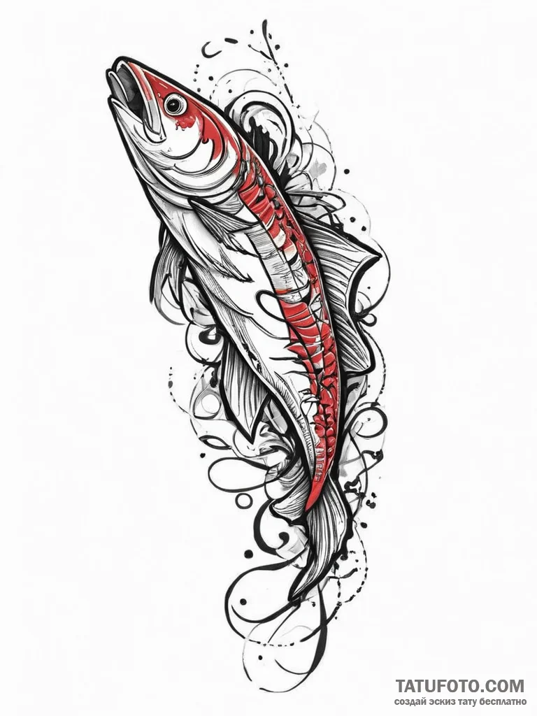 Tattoo sketch barracuda, tattoo line art, fin... - эскиз тату (№1755886624_0, 22.08.2025 18:17) — Tatufoto.com