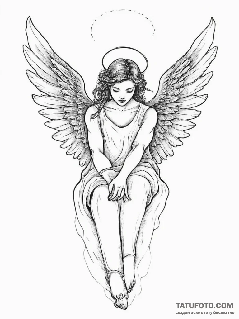 Tattoo sketch hands with an angel, tattoo ske... - эскиз тату (№1755887223_0, 22.08.2025 18:27) — Tatufoto.com