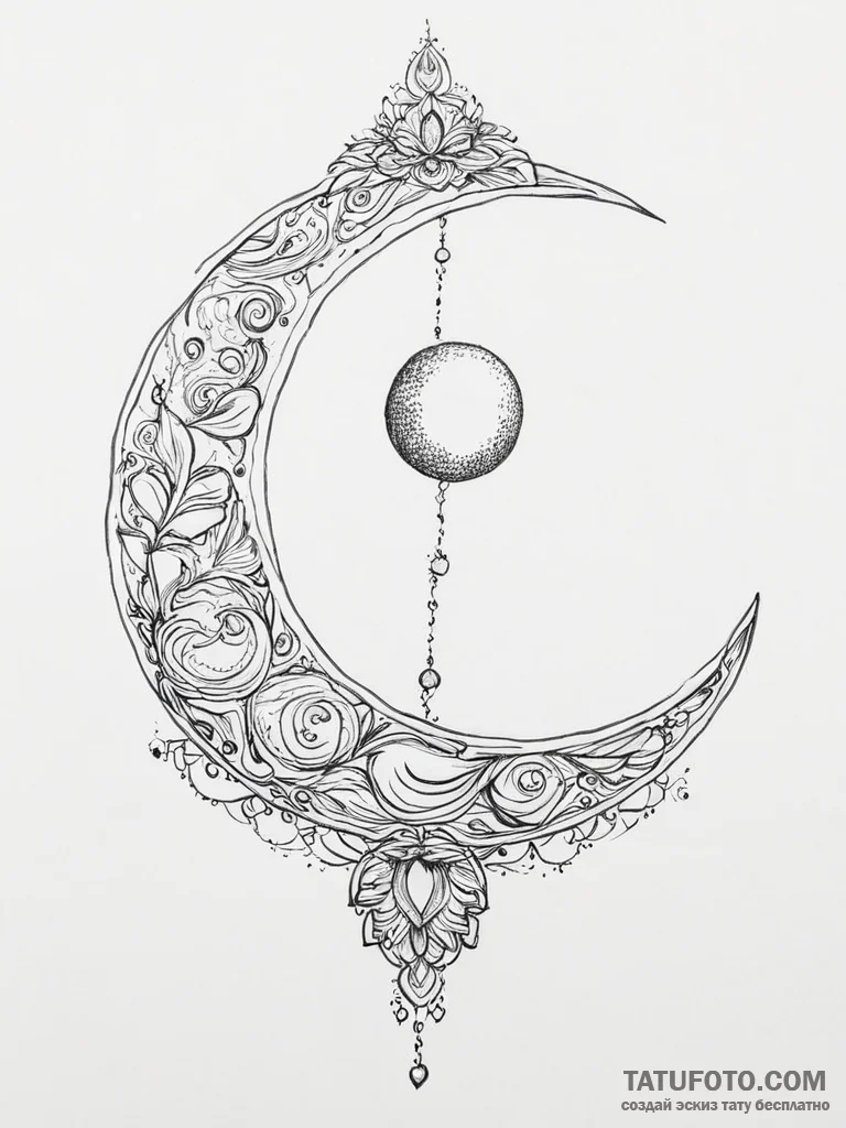Tattoo sketch spiritual moon - эскиз тату (№1755887823_0, 22.08.2025 18:37) — Tatufoto.com