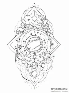 Tattoo sketch cosmic world - эскиз тату (№1755888430_0, 22.08.2025 18:47) — Tatufoto.com