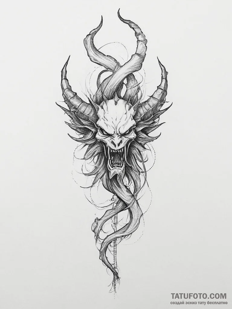 Tattoo sketch demon tail - эскиз тату (№1755888635_0, 22.08.2025 18:50) — Tatufoto.com