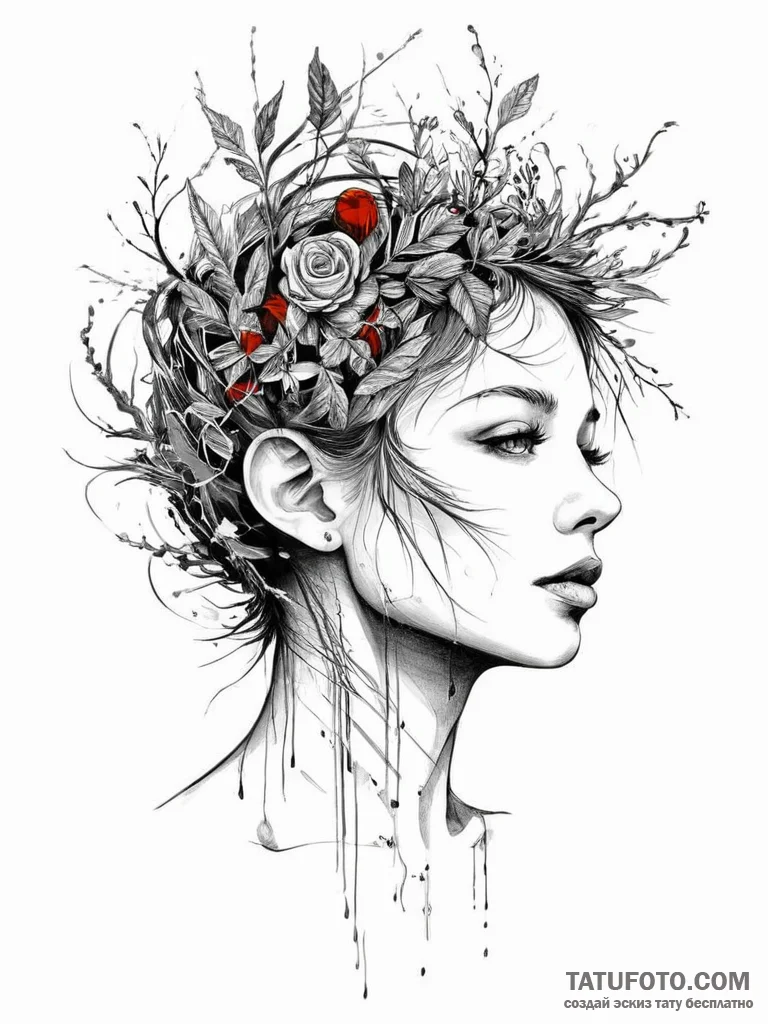 Tattoo sketch dryad tattoo, concept art for t... - эскиз тату (№1755889040_0, 22.08.2025 18:57) — Tatufoto.com