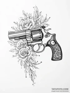 Tattoo sketch revolver - эскиз тату (№1755889843_0, 22.08.2025 19:10) — Tatufoto.com