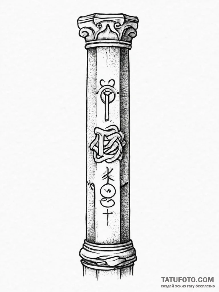 Tattoo sketch djed pillar with a symbol, tatt... - эскиз тату (№1755890046_0, 22.08.2025 19:14) — Tatufoto.com