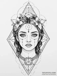Tattoo sketch enchanted portrait, tattoo sket... - эскиз тату (№1755891451_0, 22.08.2025 19:37) — Tatufoto.com