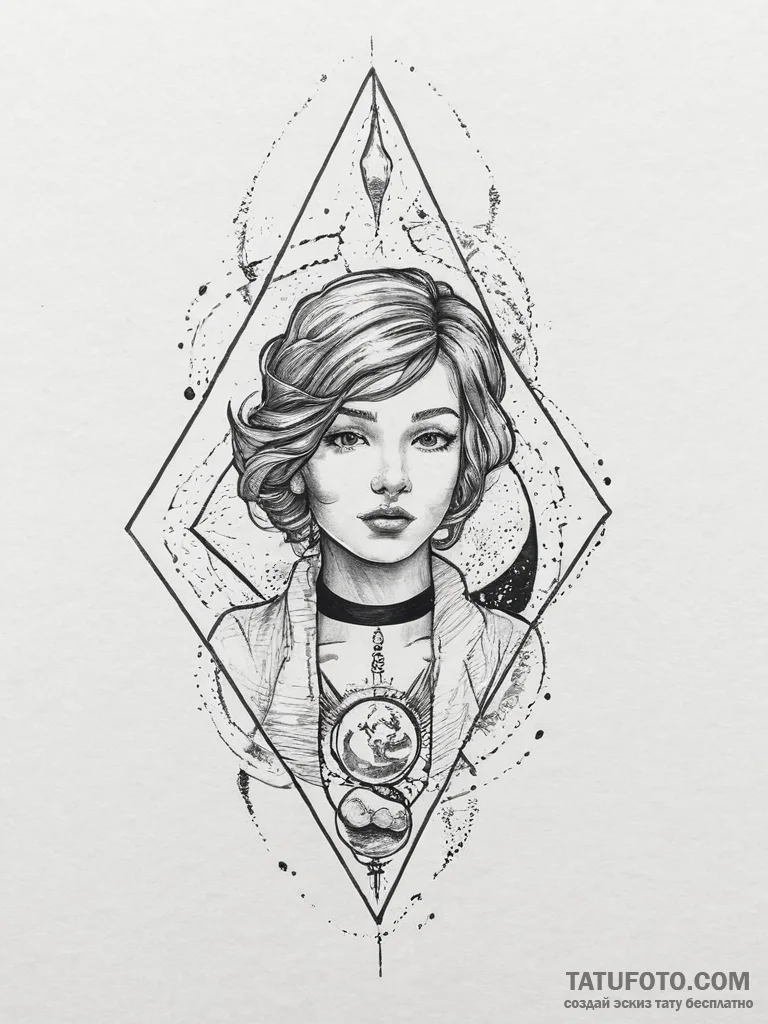Tattoo sketch cosmic person, tattoo flash she... - эскиз тату (№1755891656_0, 22.08.2025 19:40) — Tatufoto.com