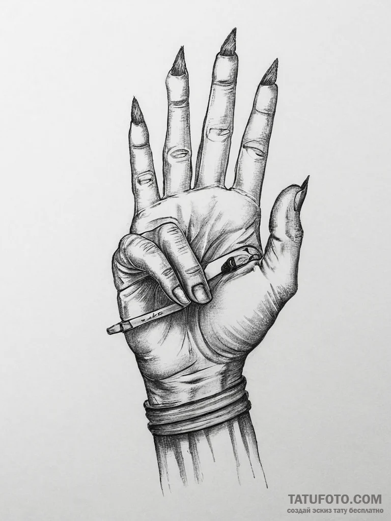 Tattoo sketch hands with a pencil, artistic t... - эскиз тату (№1755893277_0, 22.08.2025 20:07) — Tatufoto.com