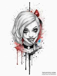Tattoo sketch harley quinn mallet, concept ar... - эскиз тату (№1755893483_0, 22.08.2025 20:11) — Tatufoto.com