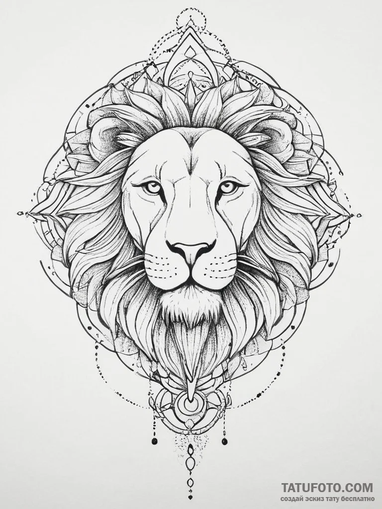 Tattoo sketch абстрактный лев, ink illustrati... - эскиз тату (№1755894480_0, 22.08.2025 20:28) — Tatufoto.com