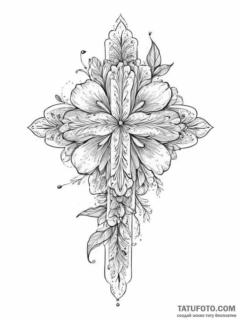 Tattoo sketch glowing flowers, ink illustrati... - эскиз тату (№1755895080_0, 22.08.2025 20:38) — Tatufoto.com