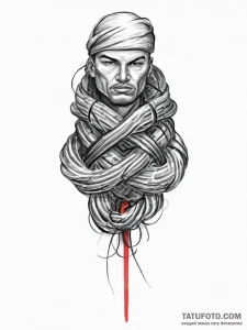 Tattoo sketch soldier with a knot, concept ar... - эскиз тату (№1755895275_0, 22.08.2025 20:41) — Tatufoto.com