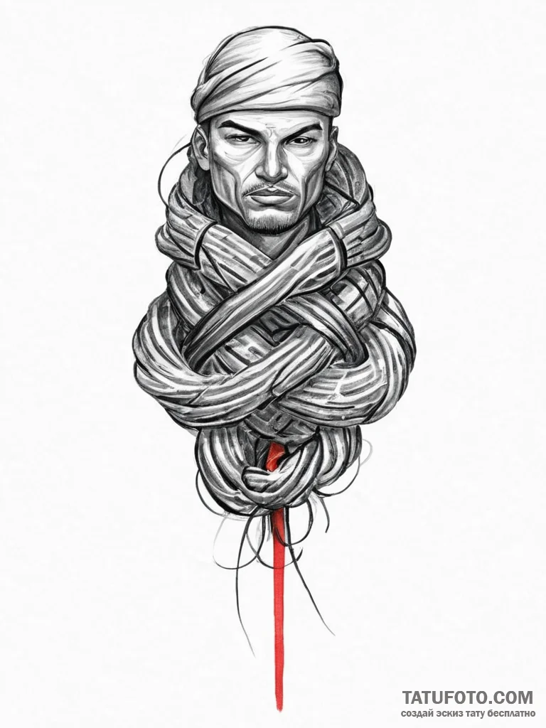 Tattoo sketch soldier with a knot, concept ar... - эскиз тату (№1755895275_0, 22.08.2025 20:41) — Tatufoto.com