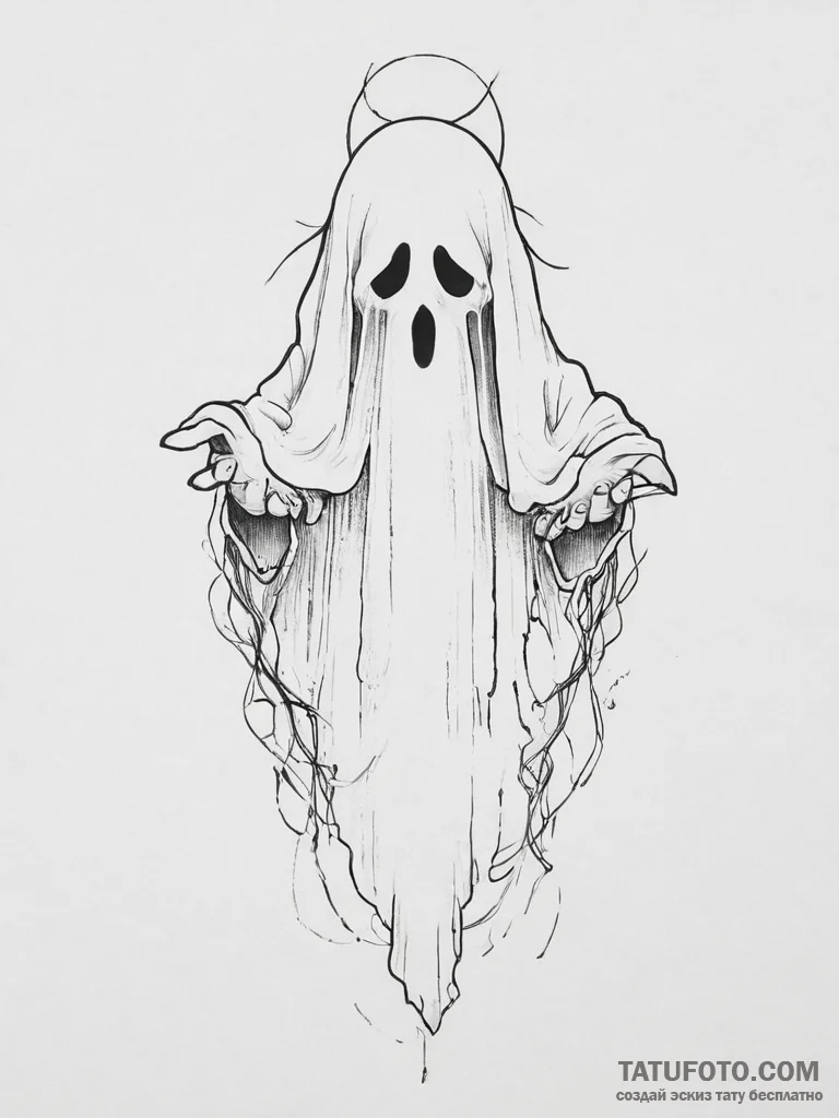 Tattoo sketch ghost - эскиз тату (№1755896462_0, 22.08.2025 21:01) — Tatufoto.com