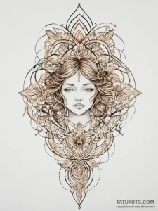 Tattoo sketch gold, ink illustration for tatt... - эскиз тату (№1755896657_0, 22.08.2025 21:04) — Tatufoto.com