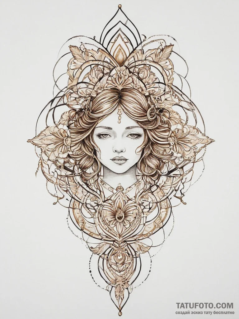 Tattoo sketch gold, ink illustration for tatt... - эскиз тату (№1755896657_0, 22.08.2025 21:04) — Tatufoto.com