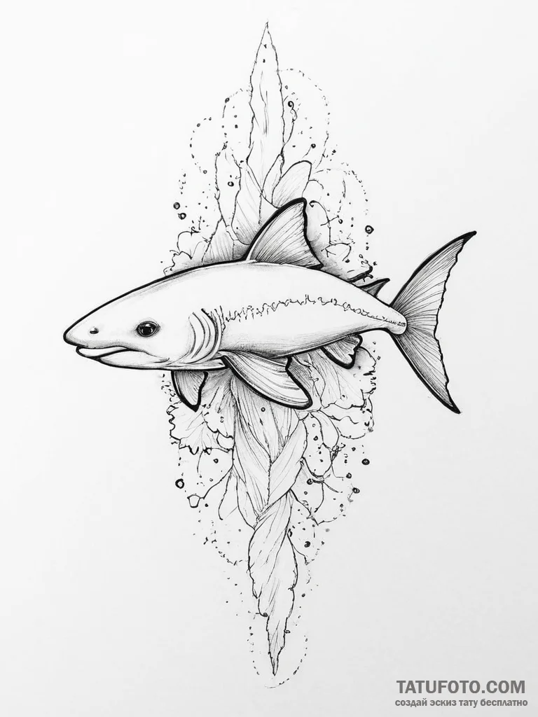 Tattoo sketch dogfish - эскиз тату (№1755896859_0, 22.08.2025 21:07) — Tatufoto.com