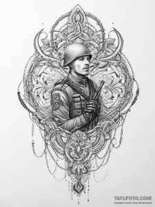 Tattoo sketch soldier with a chain, tattoo sk... - эскиз тату (№1755897452_0, 22.08.2025 21:17) — Tatufoto.com