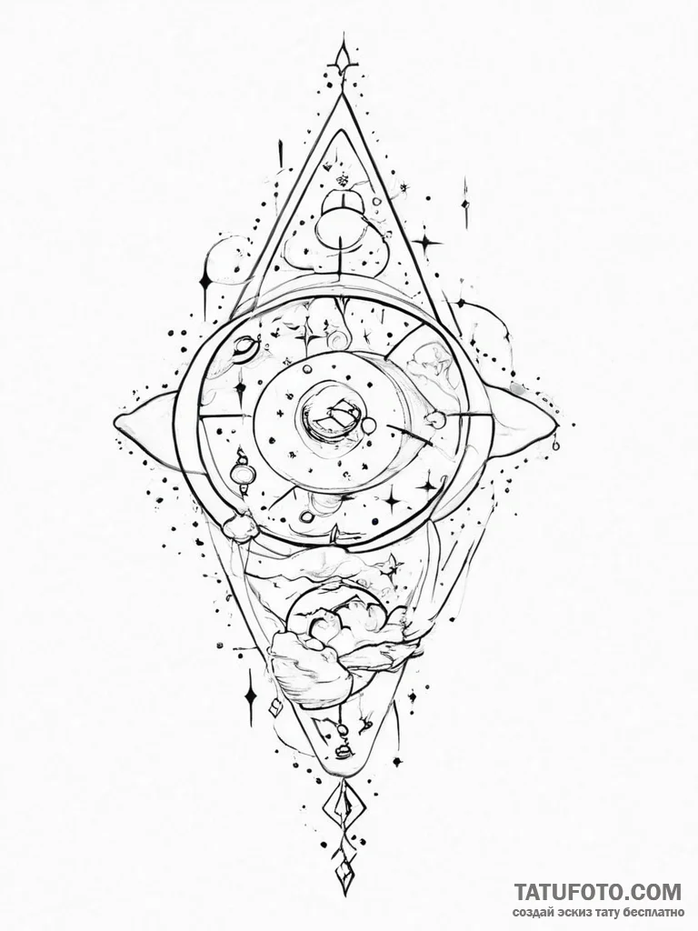 Tattoo sketch cosmic space - эскиз тату (№1755898049_0, 22.08.2025 21:27) — Tatufoto.com