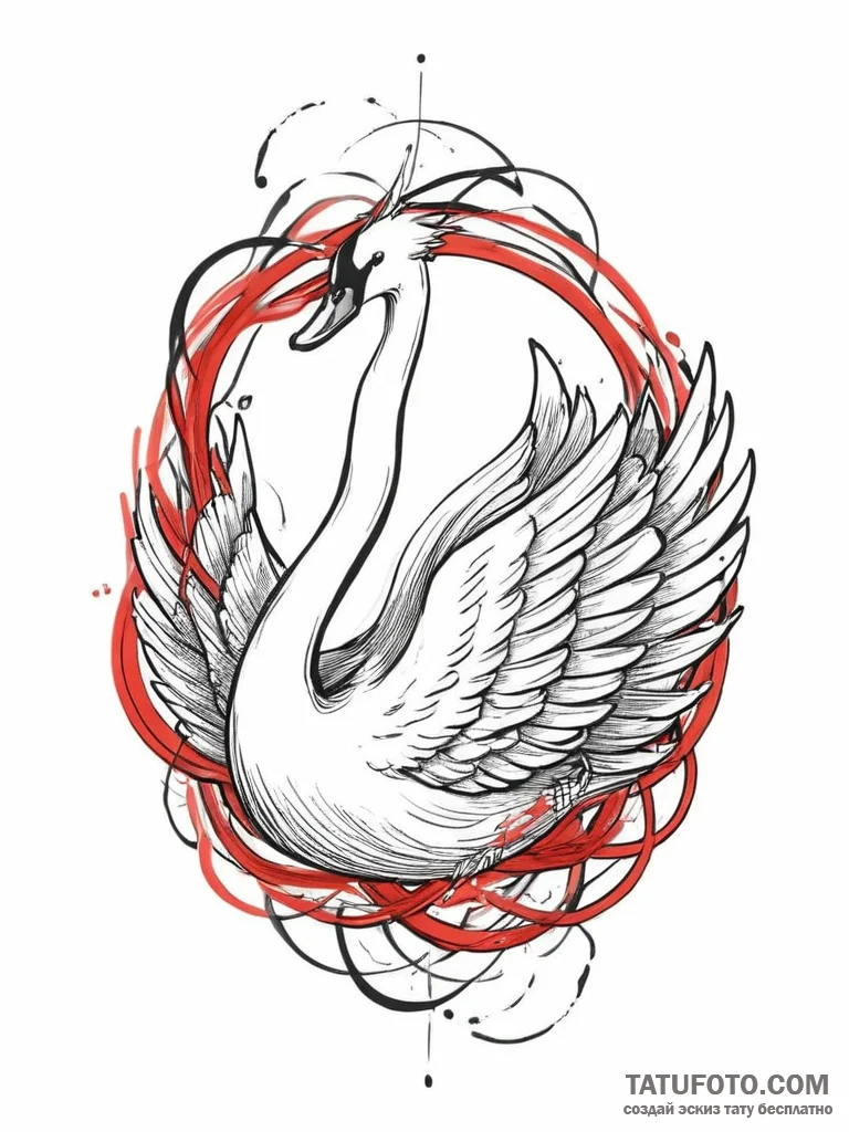 Tattoo sketch swan, tattoo drawing outline, b... - эскиз тату (№1755898242_0, 22.08.2025 21:30) — Tatufoto.com